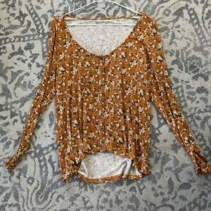 American Eagle Floral Soft Sexy Slub Top